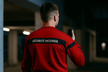 Agent SSIAP contrôlant un système de sécurité incendie dans un établissement recevant du public